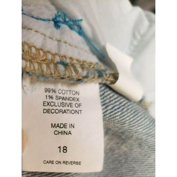 NY & Co Soho Jeans Slim Boyfriend Size 18 Stretch Denim Blue With Tuxedo Stripe - Picture 8 of 10